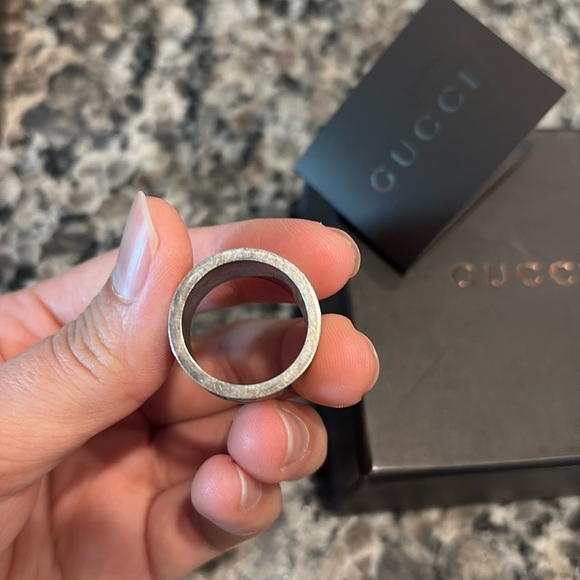 GUCCI RING Logo Flat Band Silver 925 - Picture 3 of 10
